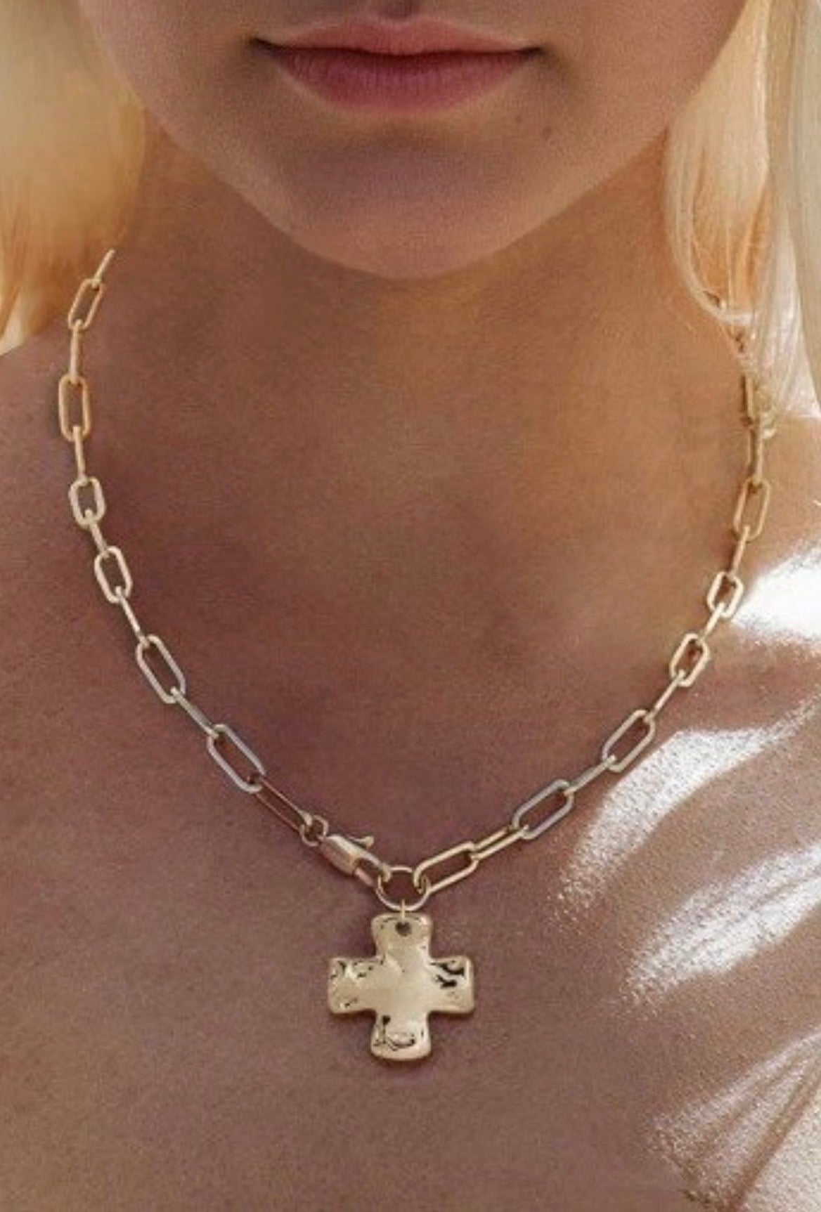Statement Cross Chain Necklace - Salt N Sage 