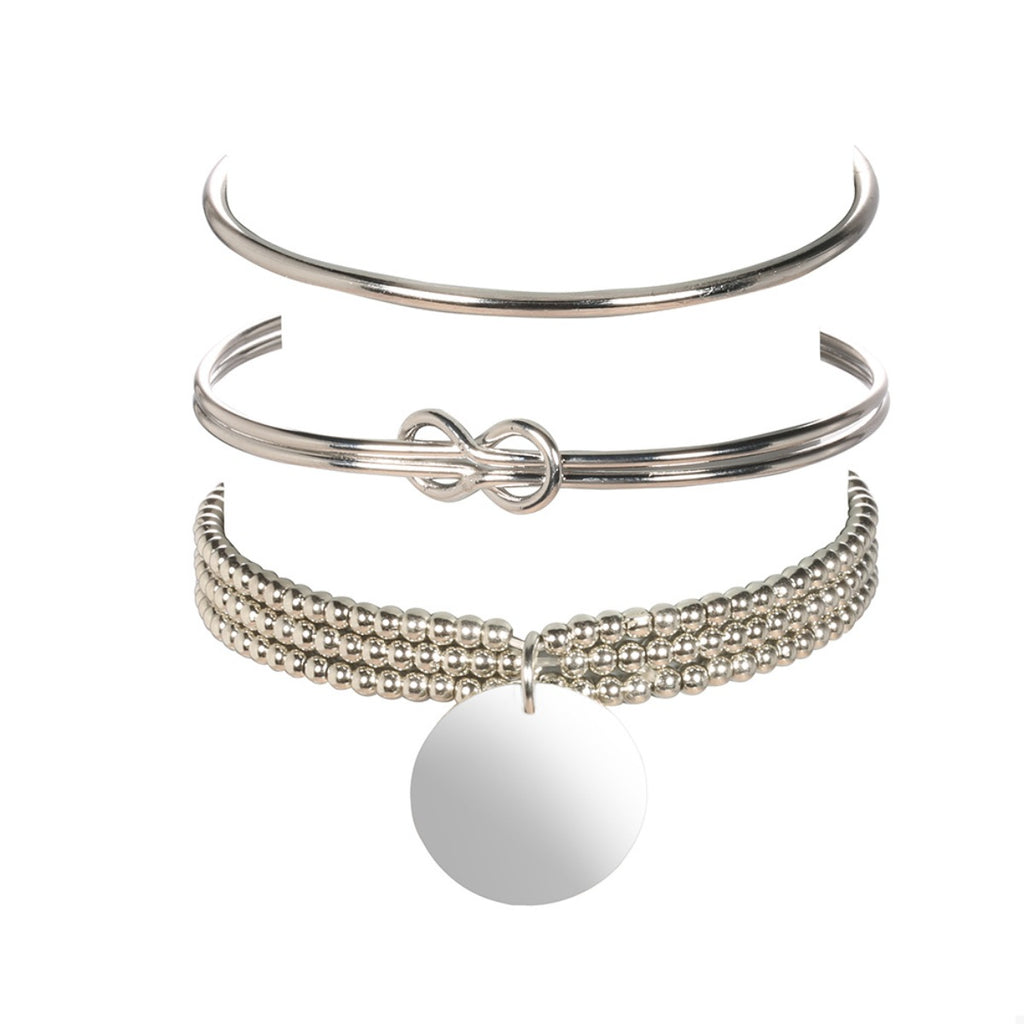 3 Piece Silver-Plated Minimalist Bracelet