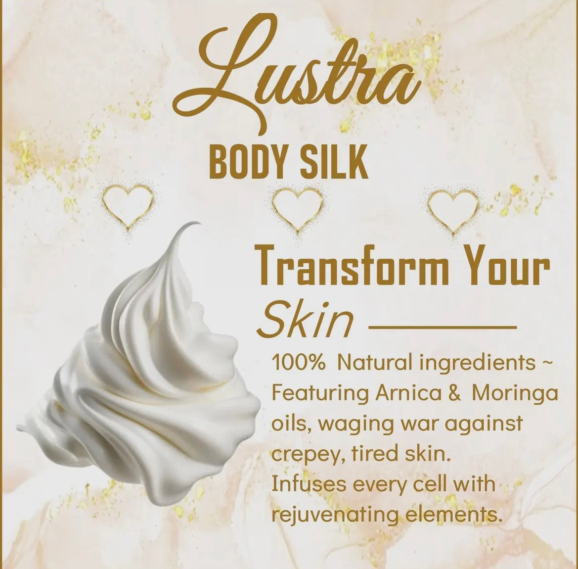 Salt N Sage Lustra Body Silk Cream for dry, crepey skin with a smooth, youthful glow, shown in a sleek, elegant jar.
